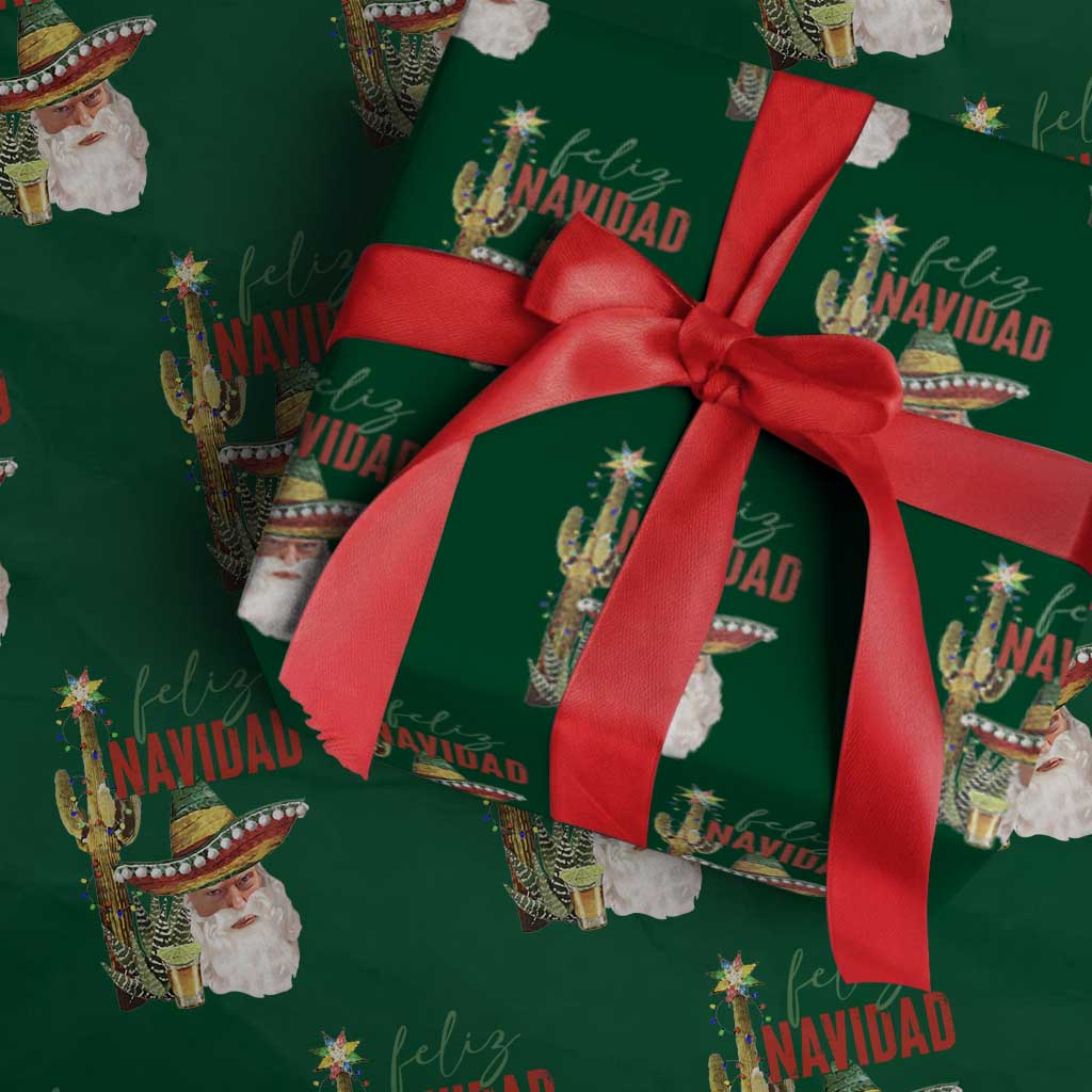 Funny Trump Mexico Christmas Wrapping Paper Roll Feliz Navidad Santa Sombrero Xmas Cactus TS11 Green Print Your Wear