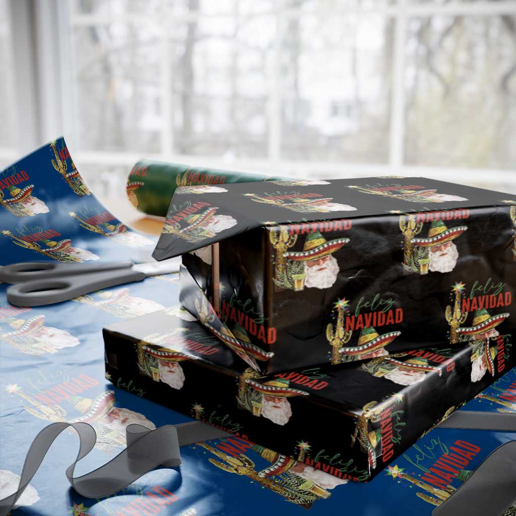 Funny Trump Mexico Christmas Wrapping Paper Roll Feliz Navidad Santa Sombrero Xmas Cactus TS11 Black Print Your Wear