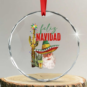 Funny Trump Mexico Xmas Crystal Glass Ornament Feliz Navidad Santa Sombrero Xmas Cactus TS11 Transparent Glass 3'' Circle Print Your Wear
