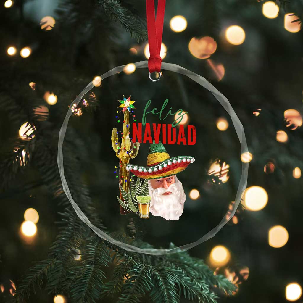 Funny Trump Mexico Xmas Crystal Glass Ornament Feliz Navidad Santa Sombrero Xmas Cactus TS11 Print Your Wear