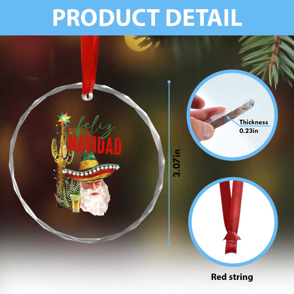 Funny Trump Mexico Xmas Crystal Glass Ornament Feliz Navidad Santa Sombrero Xmas Cactus TS11 Print Your Wear