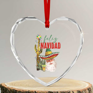 Funny Trump Mexico Xmas Heart Crystal Glass Ornament Feliz Navidad Santa Sombrero Xmas Cactus TS11 Transparent Glass 3'' Heart Print Your Wear