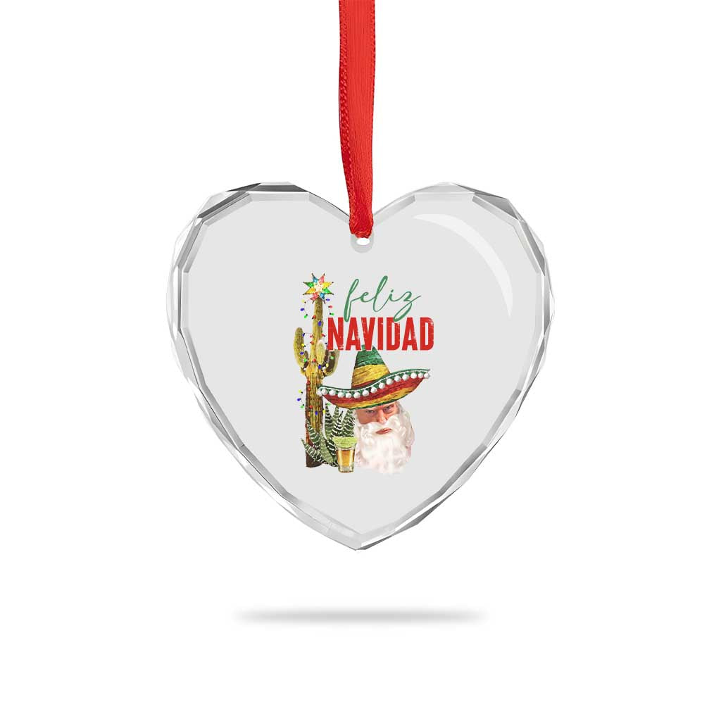 Funny Trump Mexico Xmas Heart Crystal Glass Ornament Feliz Navidad Santa Sombrero Xmas Cactus TS11 Print Your Wear