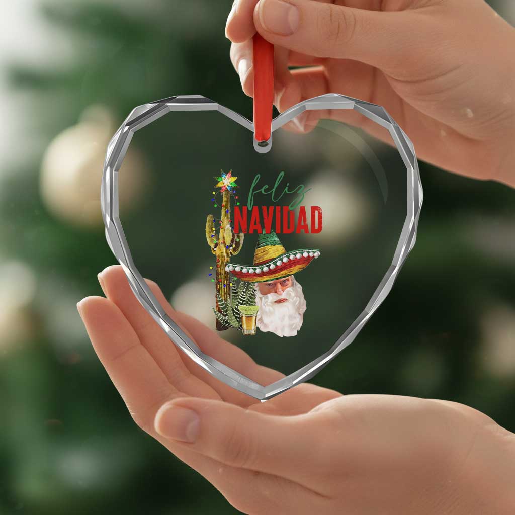 Funny Trump Mexico Xmas Heart Crystal Glass Ornament Feliz Navidad Santa Sombrero Xmas Cactus TS11 Print Your Wear