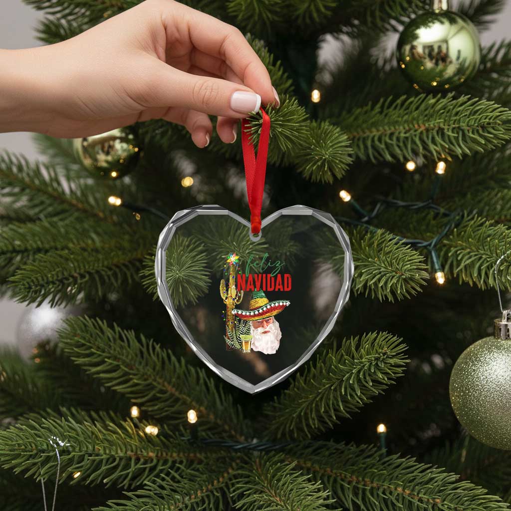 Funny Trump Mexico Xmas Heart Crystal Glass Ornament Feliz Navidad Santa Sombrero Xmas Cactus TS11 Print Your Wear