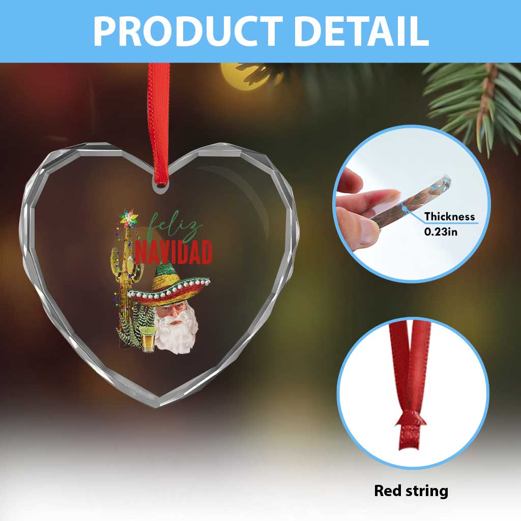 Funny Trump Mexico Xmas Heart Crystal Glass Ornament Feliz Navidad Santa Sombrero Xmas Cactus TS11 Print Your Wear