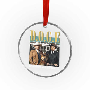 Funny Trump Musk DOGE Crystal Glass Ornament Department Of Government Efficiency Shiba Inu - Print Your Wear