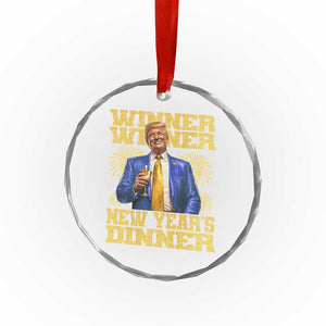Funny Trump New Year 2025 Crystal Glass Ornament Winner Winner New Year's Dinner Champagne - Print Your Wear