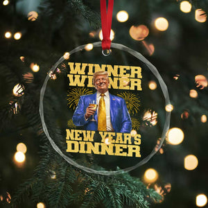 Funny Trump New Year 2025 Crystal Glass Ornament Winner Winner New Year's Dinner Champagne - Print Your Wear