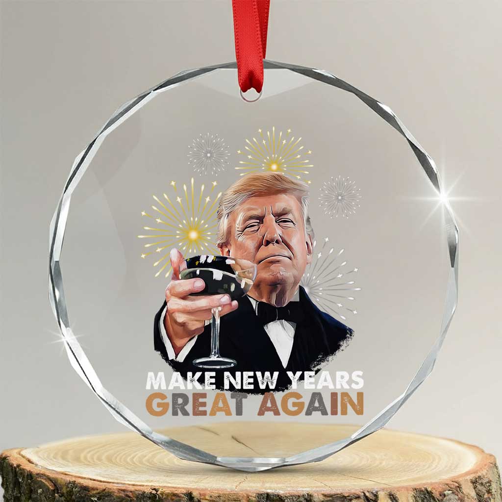Funny Trump New Year Crystal Glass Ornament Make New Years Great Again Fireworks - Print Your Wear