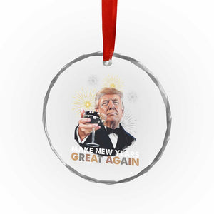 Funny Trump New Year Crystal Glass Ornament Make New Years Great Again Fireworks - Print Your Wear