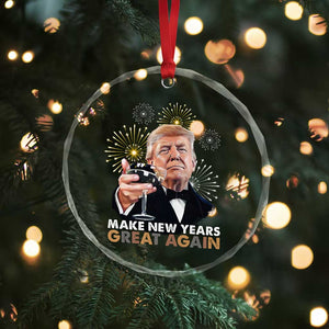 Funny Trump New Year Crystal Glass Ornament Make New Years Great Again Fireworks - Print Your Wear