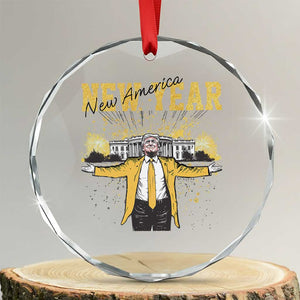 Funny Trump New Year New America 2025 Crystal Glass Ornament - Print Your Wear