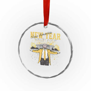 Funny Trump New Year New America 2025 Crystal Glass Ornament - Print Your Wear