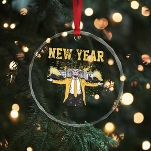 Funny Trump New Year New America 2025 Crystal Glass Ornament - Print Your Wear