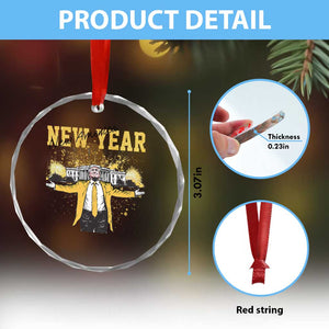 Funny Trump New Year New America 2025 Crystal Glass Ornament - Print Your Wear