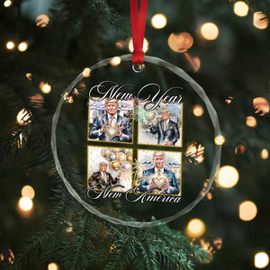 Funny Trump New Year New America 2025 Crystal Glass Ornament Sparkling Fireworks - Print Your Wear