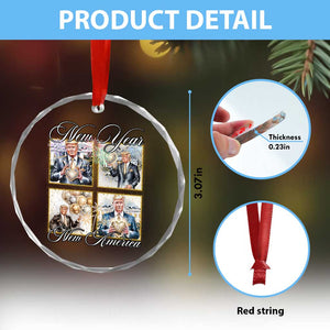 Funny Trump New Year New America 2025 Crystal Glass Ornament Sparkling Fireworks - Print Your Wear