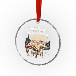Funny Trump New Year New America 2025 Crystal Glass Ornament White House American Flag - Print Your Wear