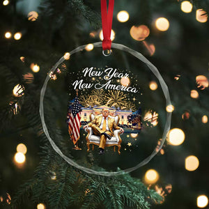 Funny Trump New Year New America 2025 Crystal Glass Ornament White House American Flag - Print Your Wear