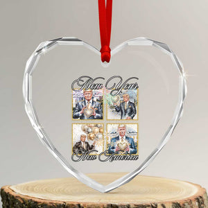 Funny Trump New Year New America 2025 Heart Crystal Glass Ornament Sparkling Fireworks TS11 Transparent Glass 3'' Heart Print Your Wear