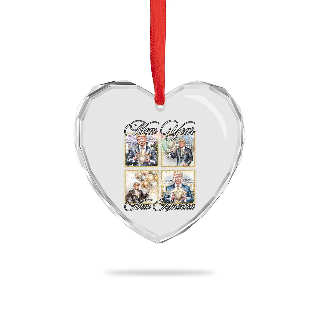 Funny Trump New Year New America 2025 Heart Crystal Glass Ornament Sparkling Fireworks TS11 Print Your Wear