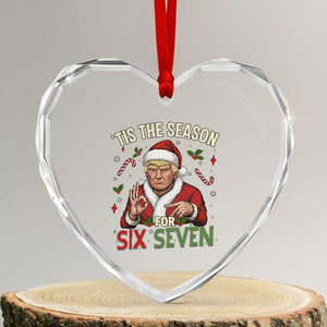 Funny Trump Patriotic Six Seven Meme Heart Crystal Glass Ornament Tis The Season Christmas Gift TS12 Transparent Glass 3'' Heart Print Your Wear