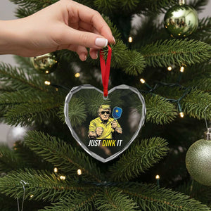 Funny Trump Pickleball Heart Crystal Glass Ornament Just Dink It Pickle Ball Paddle TS11 Print Your Wear
