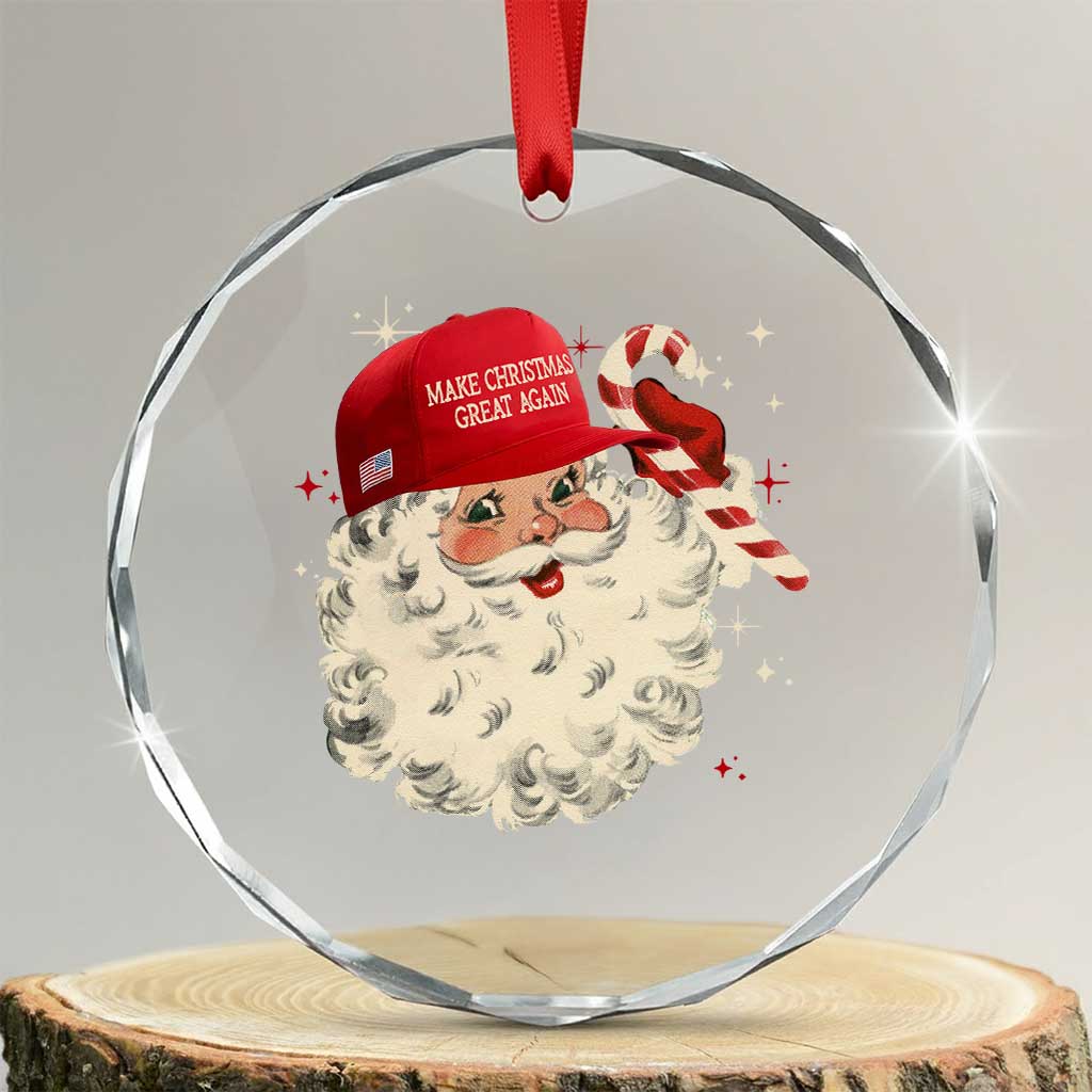 Funny Trump Santa Xmas Crystal Glass Ornament Make Christmas Great Again TS11 Transparent Glass 3'' Circle Print Your Wear