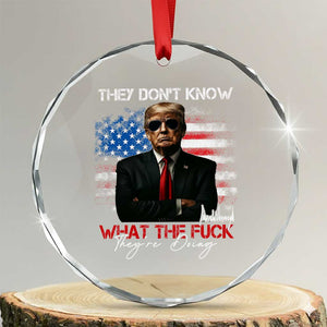 Funny Trump They Don't Know What The Fuck They're Doing Crystal Glass Ornament American Flag - Print Your Wear