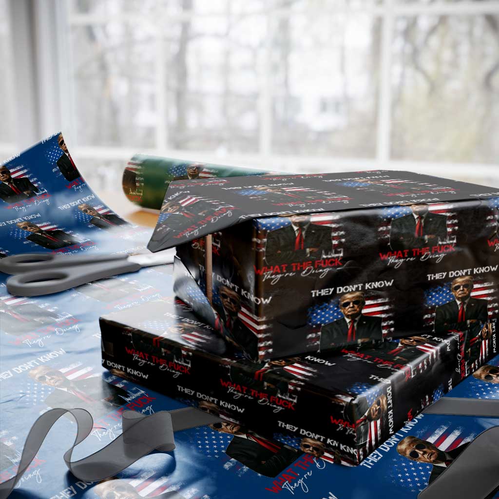 Funny Trump They Don't Know What The Fuck They're Doing Wrapping Paper Roll American Flag - Print Your Wear