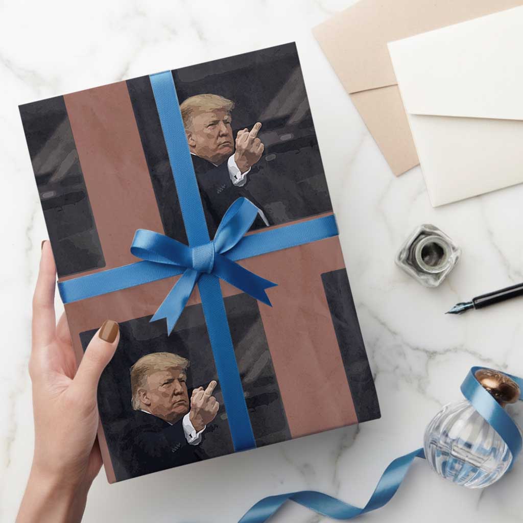 Funny Trump Viral Middle Finger To Heckler Wrapping Paper Roll Free Speech Political Rage TS02 Mocha Print Your Wear