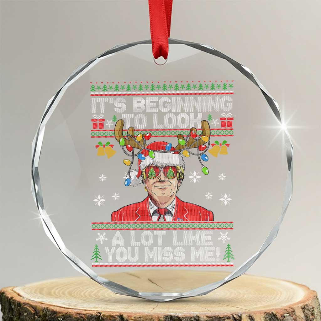 Funny Trump Xmas Crystal Glass Ornament It's Beginning To Look A Lot Like You Miss Me Christmas TS11 Transparent Glass 3'' Circle Print Your Wear