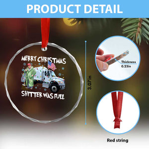 Funny Trump Xmas Crystal Glass Ornament Merry Xmas Shitter Was Full Garbage Truck TS11 Print Your Wear