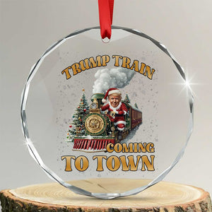 Funny Trump Xmas Crystal Glass Ornament Santa Trump Train Coming To Town TS09 Transparent Glass 3'' Circle Print Your Wear