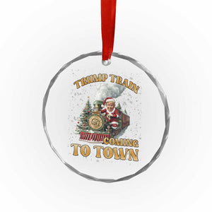 Funny Trump Xmas Crystal Glass Ornament Santa Trump Train Coming To Town TS09 Print Your Wear