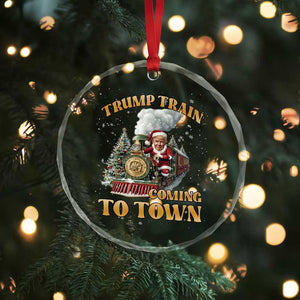 Funny Trump Xmas Crystal Glass Ornament Santa Trump Train Coming To Town TS09 Print Your Wear