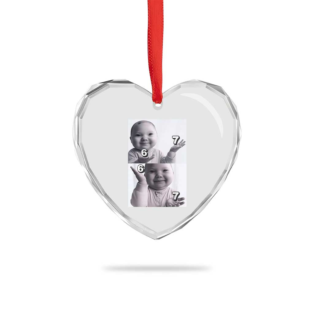 Funny Tuff Baby 67 Meme Heart Crystal Glass Ornament Viral AI Niche Baby Six Seven Hand Gesture TS02 Print Your Wear