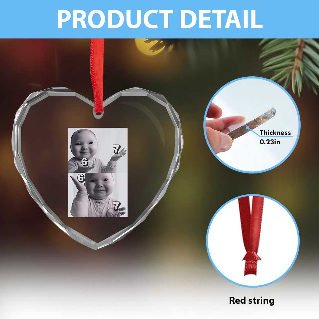 Funny Tuff Baby 67 Meme Heart Crystal Glass Ornament Viral AI Niche Baby Six Seven Hand Gesture TS02 Print Your Wear