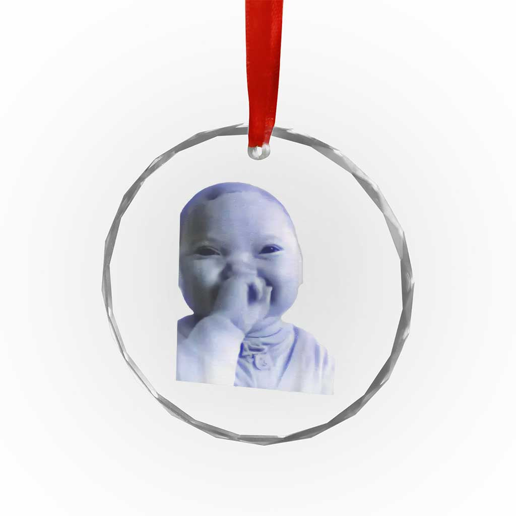 Funny Tuff Baby Giggling Meme Crystal Glass Ornament Viral AI Niche Baby Holding Laugh Face TS02 Print Your Wear