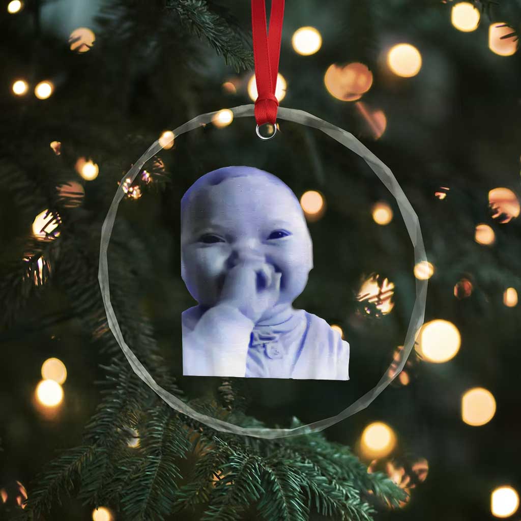 Funny Tuff Baby Giggling Meme Crystal Glass Ornament Viral AI Niche Baby Holding Laugh Face TS02 Print Your Wear