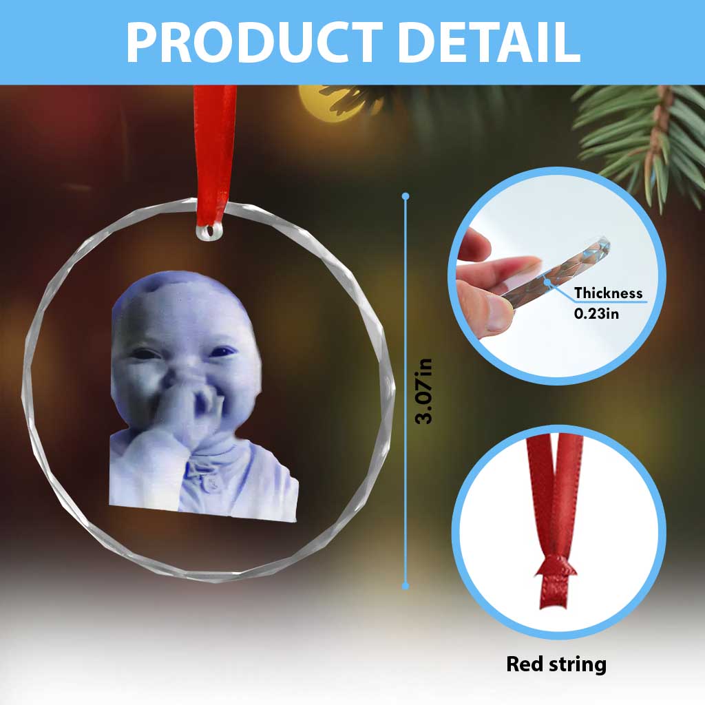 Funny Tuff Baby Giggling Meme Crystal Glass Ornament Viral AI Niche Baby Holding Laugh Face TS02 Print Your Wear