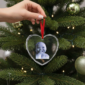 Funny Tuff Baby Giggling Meme Heart Crystal Glass Ornament Viral AI Niche Baby Holding Laugh Face TS02 Print Your Wear