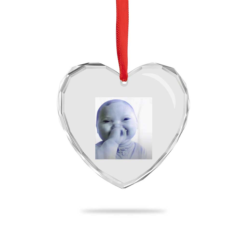 Funny Tuff Baby Giggling Meme Heart Crystal Glass Ornament Viral AI Niche Baby Holding Laugh Photo TS02 Print Your Wear