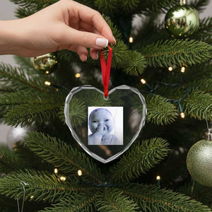 Funny Tuff Baby Giggling Meme Heart Crystal Glass Ornament Viral AI Niche Baby Holding Laugh Photo TS02 Print Your Wear