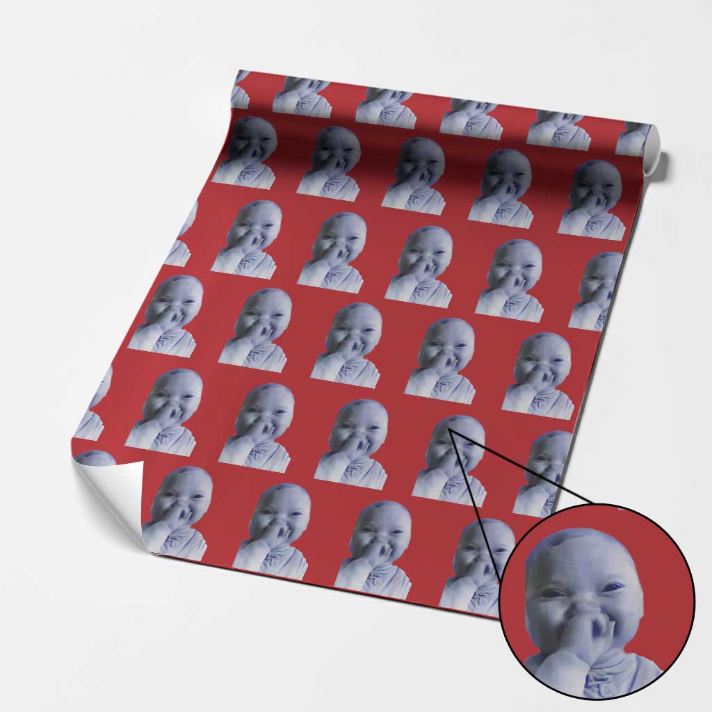 Funny Tuff Baby Giggling Meme Wrapping Paper Roll Viral AI Niche Baby Holding Laugh Face TS02 Red Print Your Wear
