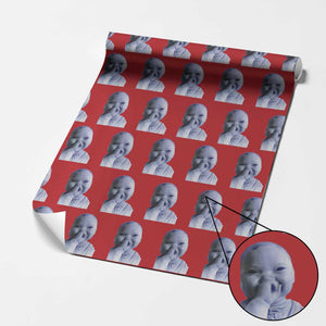 Funny Tuff Baby Giggling Meme Wrapping Paper Roll Viral AI Niche Baby Holding Laugh Face TS02 Red Print Your Wear