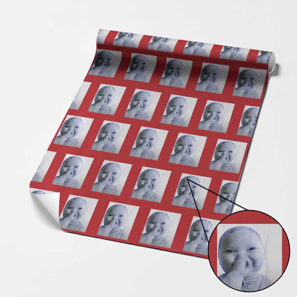 Funny Tuff Baby Giggling Meme Wrapping Paper Roll Viral AI Niche Baby Holding Laugh Photo TS02 Red Print Your Wear