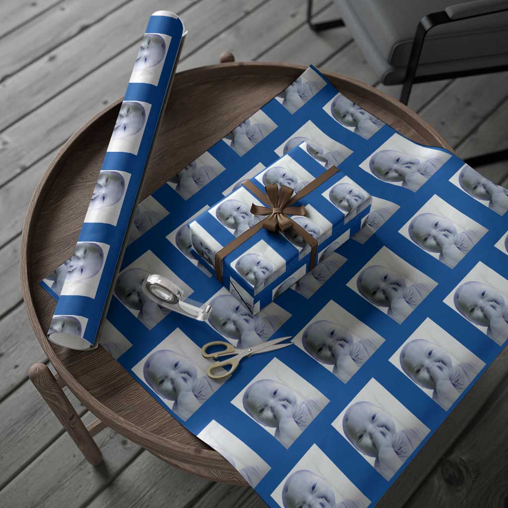 Funny Tuff Baby Giggling Meme Wrapping Paper Roll Viral AI Niche Baby Holding Laugh Photo TS02 Blue Print Your Wear