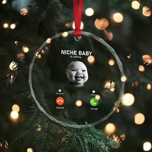 Funny Tuff Baby Meme Crystal Glass Ornament Tell Em Son AI Niche Baby Motion Holding Laugh TS02 Print Your Wear